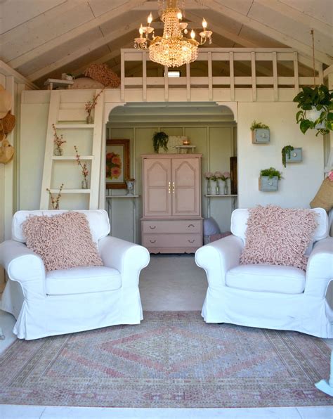 shabby chic  shed makeover sheshed  shed interior shed  loft shed decor
