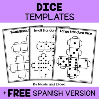 printable dice templates  nicole  eliceo teachers pay teachers
