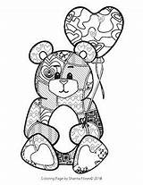 Teddy Coloring Valentines Pages Mandala Bear Valentine Zentangle Choose Board sketch template
