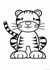 Tiger Coloring Printable Pages Baby Kids Colouring Sheet Print sketch template