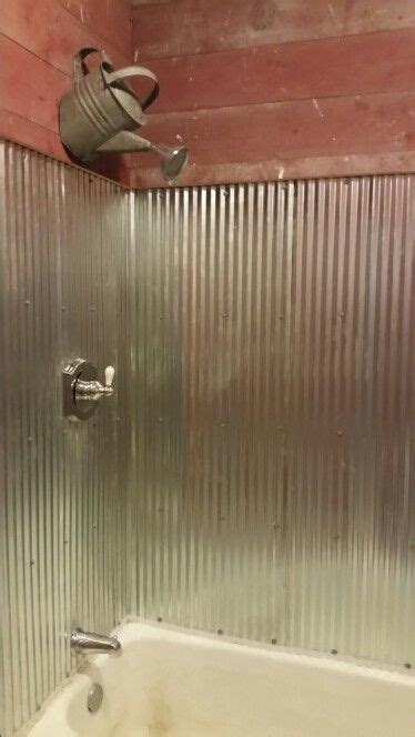watering  shower head  corrugated steel shower surround  red