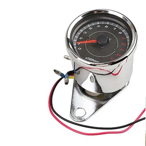 pcs led backlight motorcycle tachometer meter tachometer gauge rev counter   rpm chrome