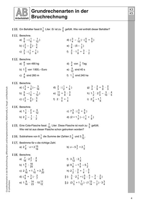 bruchrechnen textaufgaben mit loesungen