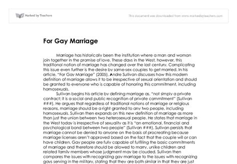 Against Same Sex Marriages Essay
