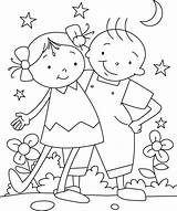 Coloring Friendship Having Fun Bestfriend Pages Friends Coloringsky Kids Preschool Sheets Book sketch template