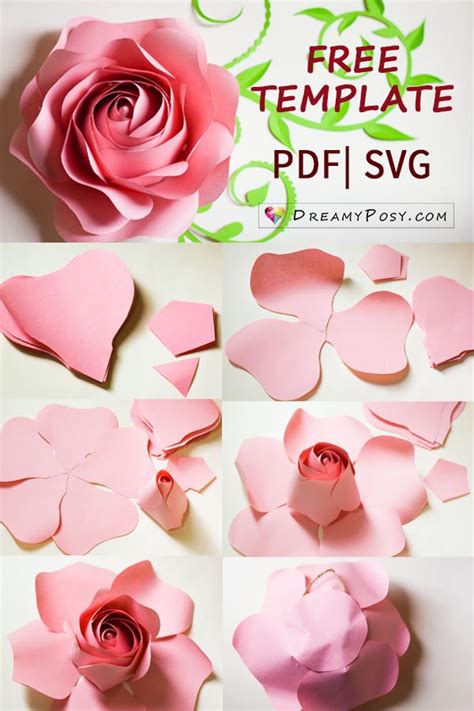 giant paper rose  template printable templates