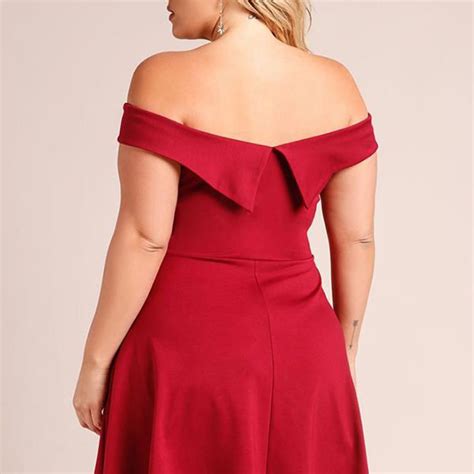 Hualong Sexy Short Red Plus Size Off The Shoulder Dress Online Store