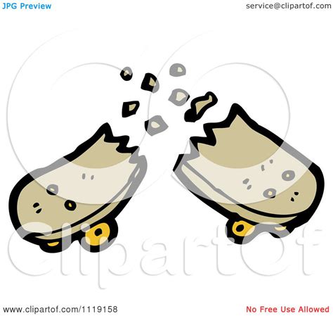 Vector Cartoon Of A Broken Brown Skateboard Royalty Free