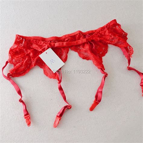 Red Sexy Sheer Girl Lady Lace Floral Waist Garter Belt 4 Suspenders