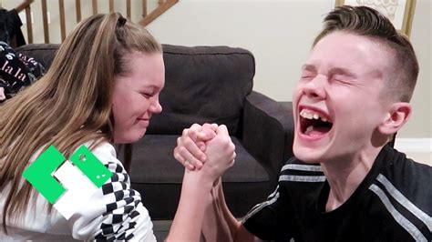 brother vs sister arm wrestling match who wins clintus tv youtube