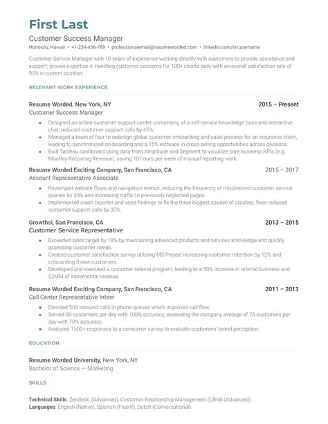 remote customer service rep resume    resume worded