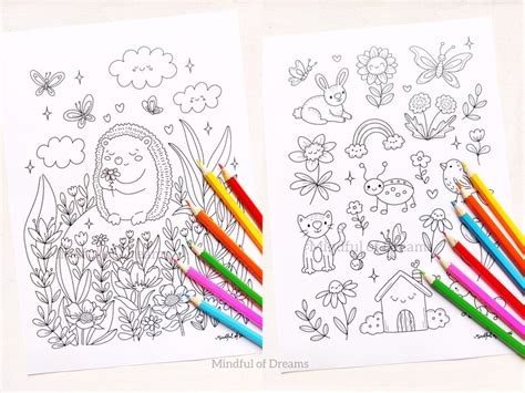 super cute coloring page bundle printable coloring book  etsy australia