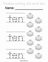 Ten Coloring Word Writing Practice Worksheets Noodle Twisty Preschool Numbers Number Kids Tracing Built California Usa Twistynoodle Pages sketch template
