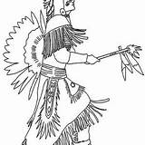 Native American Coloring Pow Wow Doing Dance Warrior Netart sketch template