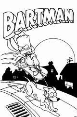 Para Colorear Bartman Simpsons Coloring Pages Bart Con Ayudante Santa Perro Claus Patineta Páginas Originales Huesos Pequeño Luna Pierna Noche sketch template