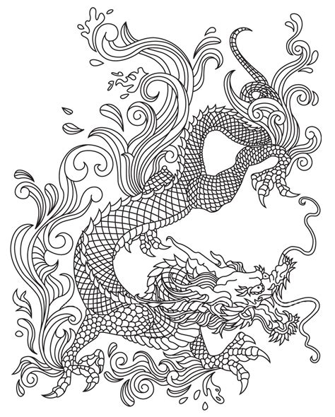 japanese dragon coloring page at free printable