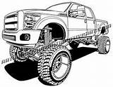 Lifted 4x4 F250 sketch template