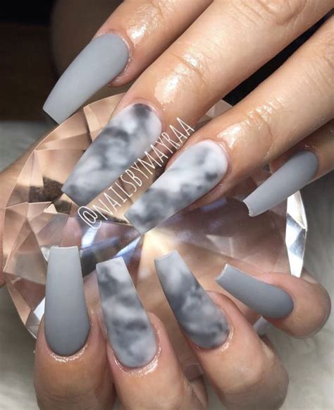 matte coffin grey acrylic nails nail and manicure trends