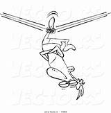 Stuck Rope Unbalanced Toonaday Skier Vecto sketch template