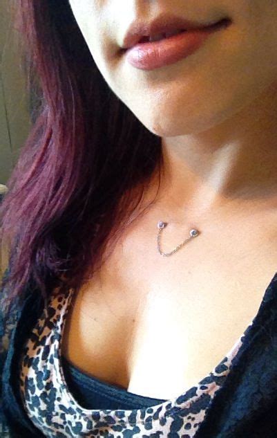 Chest Piercing With Silver Chain With Images Cross Necklace