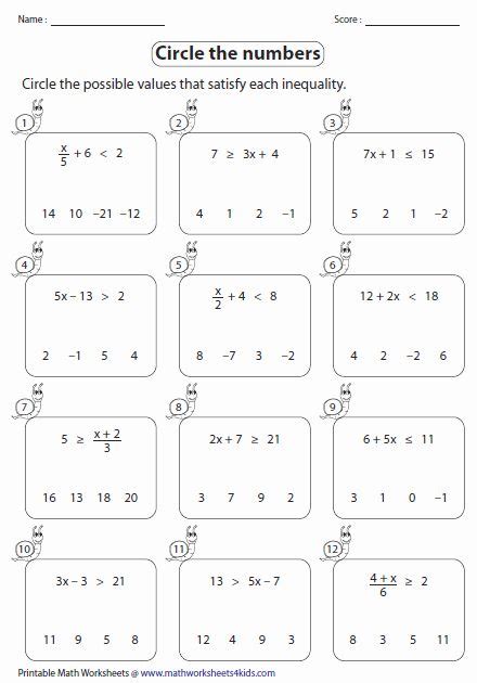solving  step inequalities worksheet   equations solving