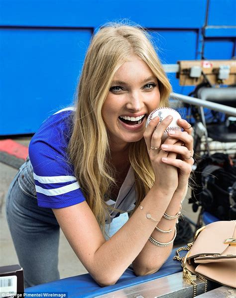 victoria s secret angel elsa hosk has a sporty day throwing pitch at