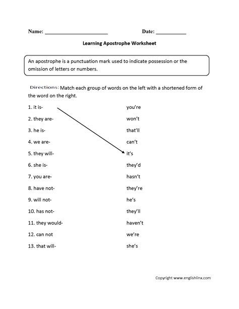 punctuation worksheets apostrophe worksheets