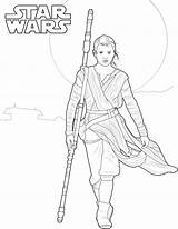 Rey Coloring Wars Star Pages Printable Drawing sketch template