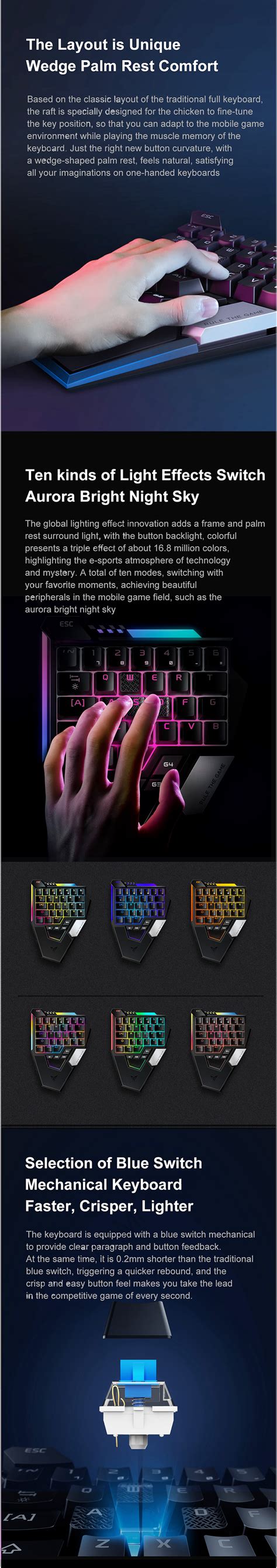 flydigi  scorpion blue switch  hand keyboard