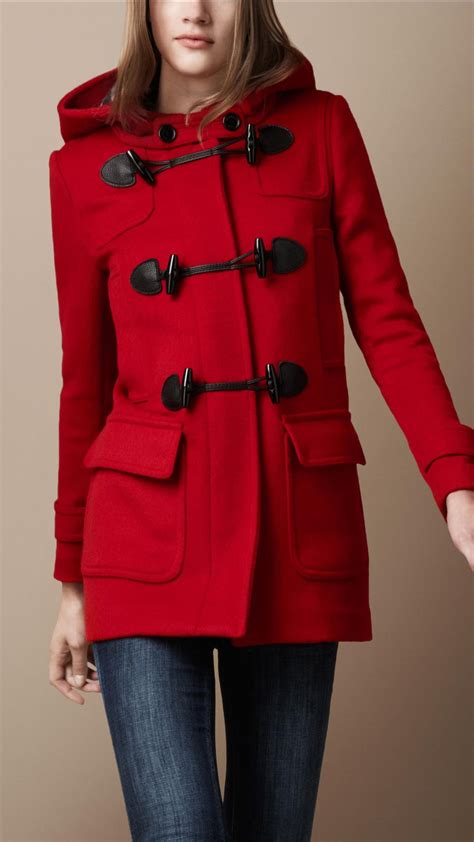 lyst burberry brit wool duffle coat  red