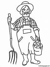 Farmer Coloring Pages Drawing Market Color Dell Printable Print Line Profession Children Professions sketch template