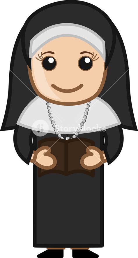 nun reading bible cartoon vector royalty free stock image storyblocks
