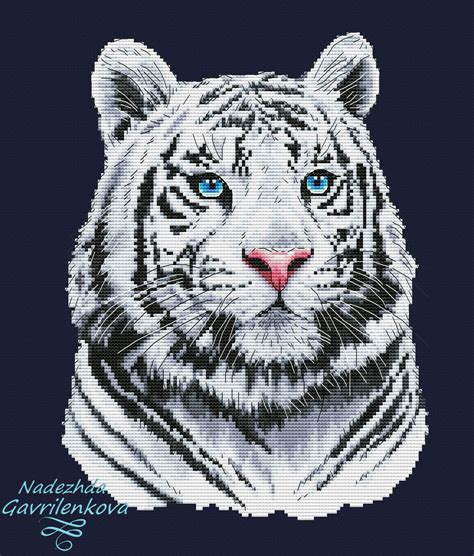 white tiger cross stitch pattern digital   cssaga etsy