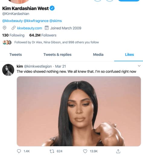 Kim Kardashian Likes Tweet About Leaked Kanye And Taylor Video