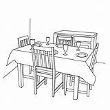 Dining Room Coloring Clipart Pages Kids Table House Comedor Para Colorear Drawing Houses Empty Rooms Colouring Print Gif Set Choose sketch template