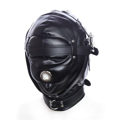 new red black leather bondage hood fetish mask adult games restraints