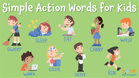 simple action words  kids printable list  key verbs yourdictionary