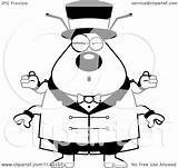 Chubby Shrugging Flea Circus Master Clipart Cartoon Thoman Cory Outlined Coloring Vector Collc0121 Royalty sketch template