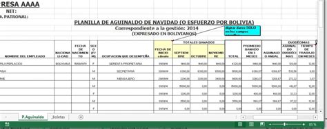 Formato De Planilla Doble Aguinaldo Bolivia Impuestos Blog