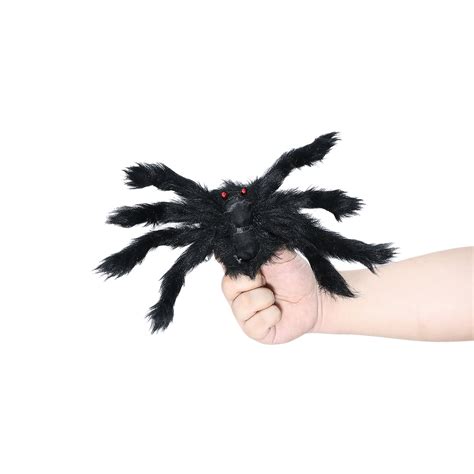 Ziyixin Light Up Black Hairy Spider Realistic Scary Glowing Plush