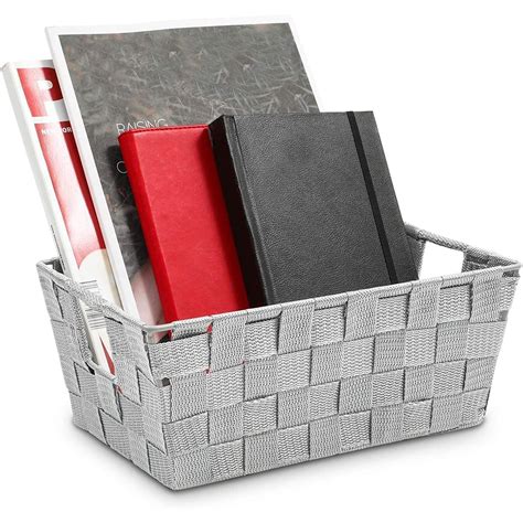 gray woven storage shelf baskets bin box organizer rectangle xx walmartcom
