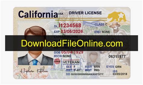 california drivers license template editable  printable