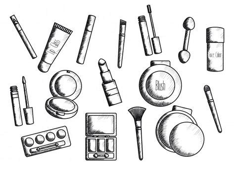 set    accessories drawing   vector  makeup drawings