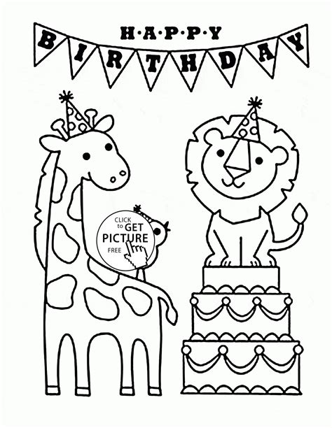 printable happy  birthday coloring pages   images