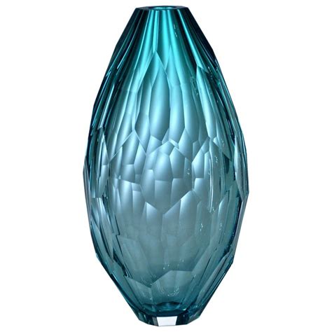 Arcade Murano Art Glass Vase Euro Acquamarine Design By