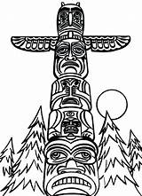 Totem Pole Coloring Poles Pages Drawing Eagle Native American Wolf Outline Cartoon Monumental Clipart Cliparts Beaver Template Kids Templates Tattoo sketch template