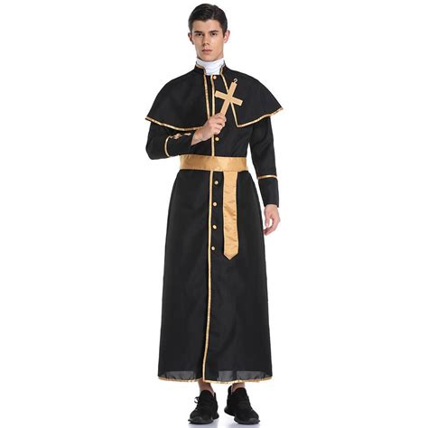 Adult Mens Priest Costume Friar Tuck Medieval Catholic Vicar Fancy