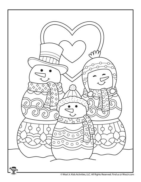 cute snowman family winter coloring page set woo jr kids activities
