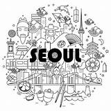Korean Seoul Korea Illustration Behance Illust Line Icon Doodle 라인 City Traditional 도시 Graphic 일러스트 Map 지도 그래픽 Poster 디자인 sketch template