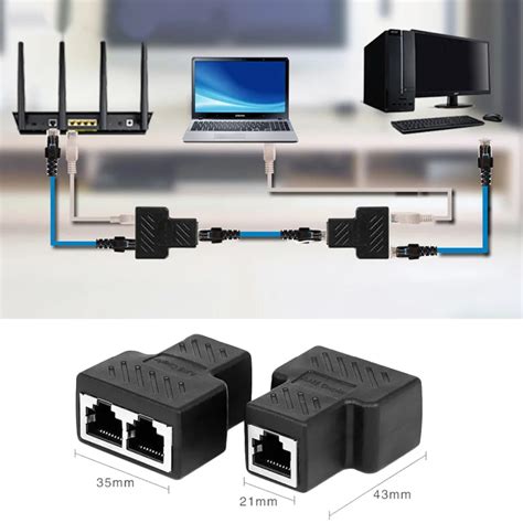 elisona     lan ethernet network cable splitter adapter rj female splitter socket